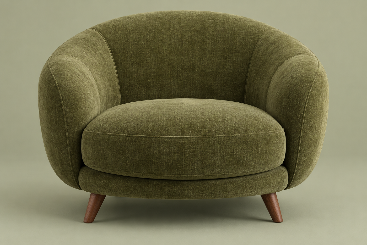 Sculptural olive green lounge chair